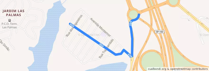 Mapa del recorrido 33: Jd Pinheiro => Paço de la línea  en São Bernardo do Campo.
