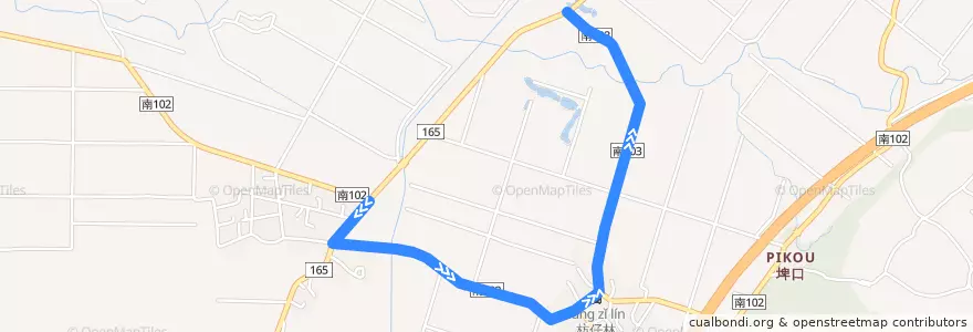Mapa del recorrido 黃7(繞駛枋仔林_往程) de la línea  en 東山區.