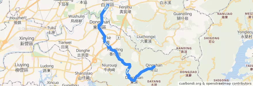 Mapa del recorrido 黃11(正線_往程) de la línea  en 東山區.