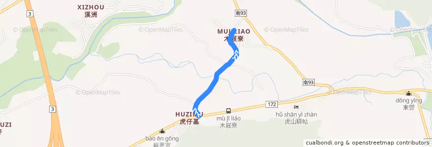 Mapa del recorrido 黃12(行駛福顯宮_往程) de la línea  en 白河區.