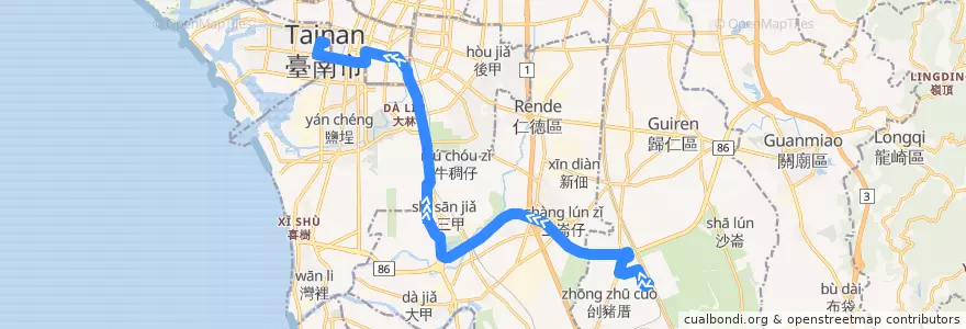 Mapa del recorrido H31市府線(正線_往程) de la línea  en Tainan.