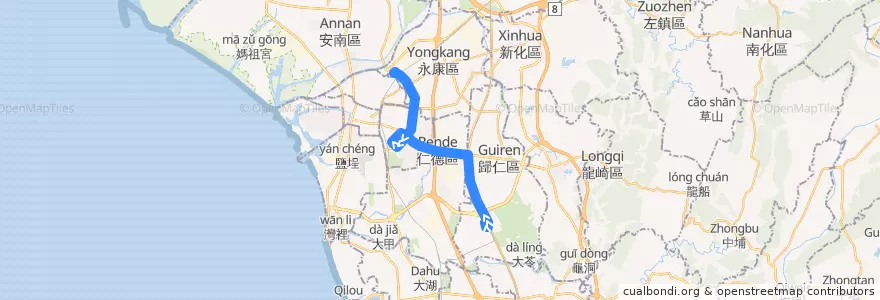 Mapa del recorrido H62奇美線(正線_往程) de la línea  en Tainan.