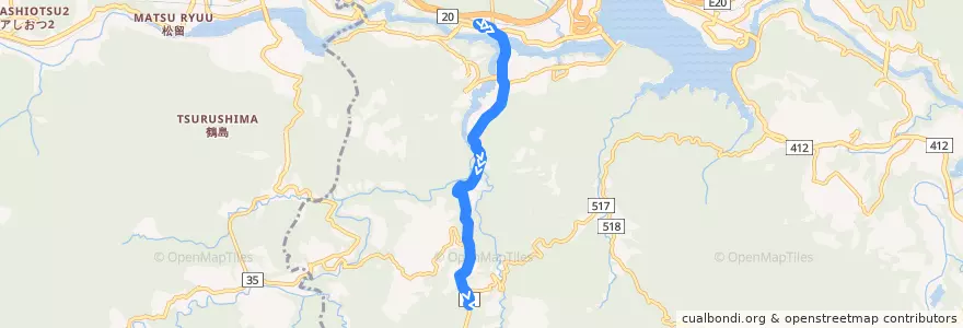 Mapa del recorrido 野11 de la línea  en 緑区.