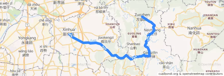 Mapa del recorrido 綠13(往程) de la línea  en تاينان.