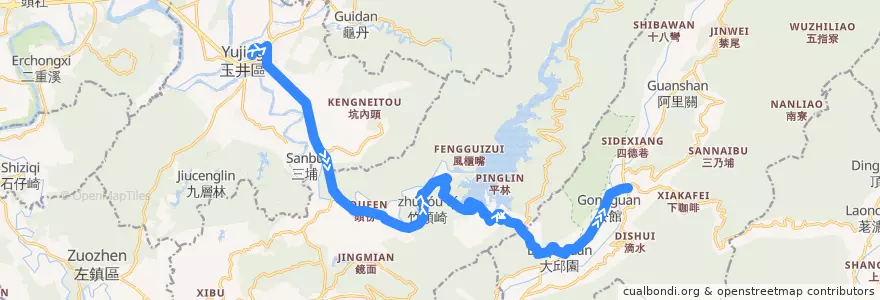 Mapa del recorrido 綠26(往甲仙_往程) de la línea  en Tayvan.