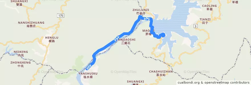 Mapa del recorrido 綠24(延駛觀景樓_往程) de la línea  en Tayvan.