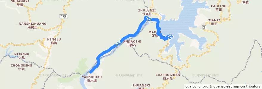 Mapa del recorrido 綠24(延駛觀景樓_返程) de la línea  en 타이완.