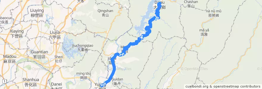 Mapa del recorrido 綠25(往大埔_往程) de la línea  en Taïwan.