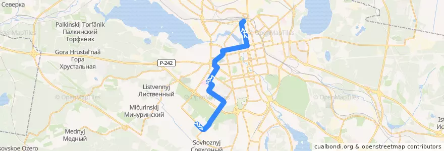Mapa del recorrido Автобус 21. Краснолесье — Вокзал de la línea  en городской округ Екатеринбург.