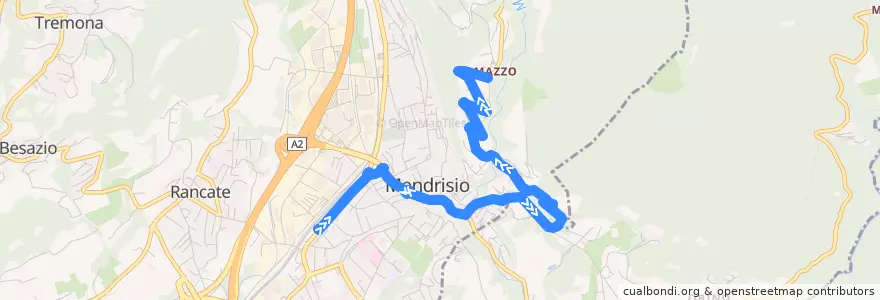 Mapa del recorrido Linea 522: Mendrisio – Somazzo de la línea  en Mendrisio.
