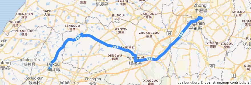 Mapa del recorrido 5624 湖口→楊梅→中壢 de la línea  en 桃園市.