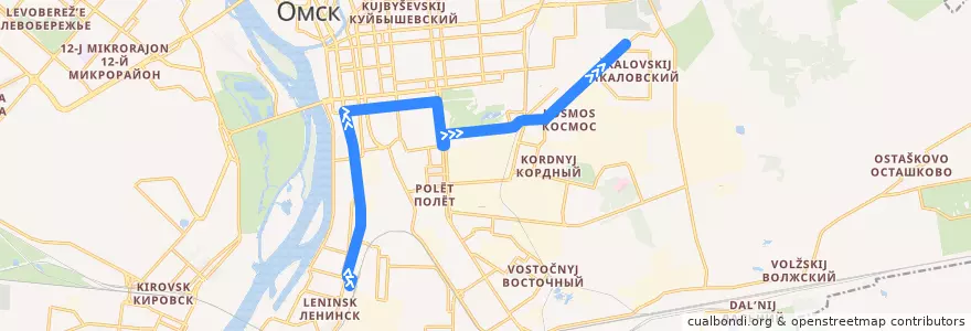 Mapa del recorrido Троллейбус №3 : Железнодорожный вокзал - пос. Чкаловский de la línea  en городской округ Омск.