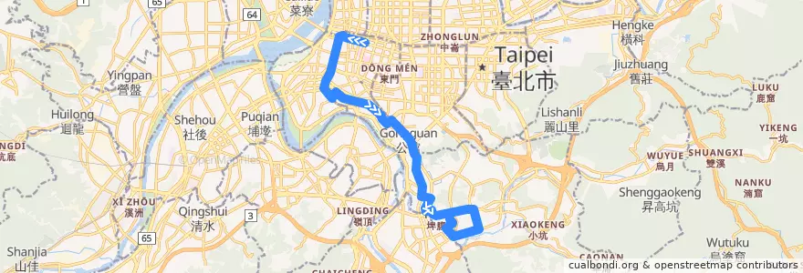 Mapa del recorrido 臺北市 253 景美女中-台北車站 (返程) de la línea  en Taipei.