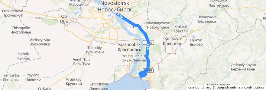 Mapa del recorrido Автобус 36э de la línea  en городской округ Новосибирск.