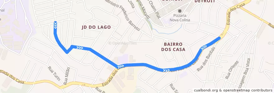 Mapa del recorrido 39: Jd.Represa - Tiradentes de la línea  en São Bernardo do Campo.