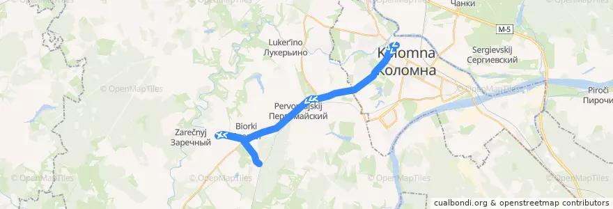Mapa del recorrido Автобус: № 48 «Коломна (Старая Коломна) – Лесной, заезд в Гололобово» de la línea  en Коломенский городской округ.