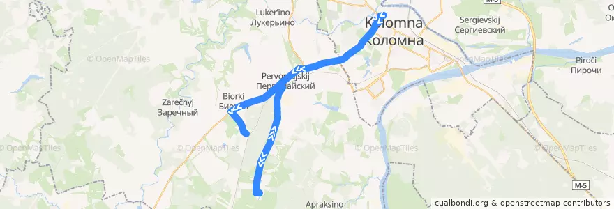 Mapa del recorrido Автобус: № 48 «Коломна (Старая Коломна) – Лесной, заезд в Карасёво» de la línea  en Коломенский городской округ.