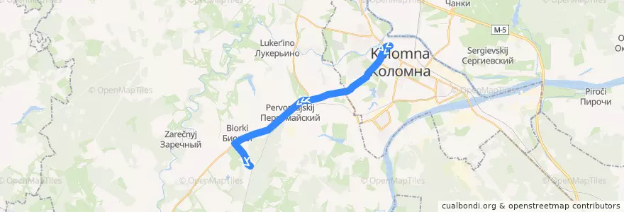 Mapa del recorrido Автобус: № 48 «Коломна (Старая Коломна) – Лесной» de la línea  en Коломенский городской округ.