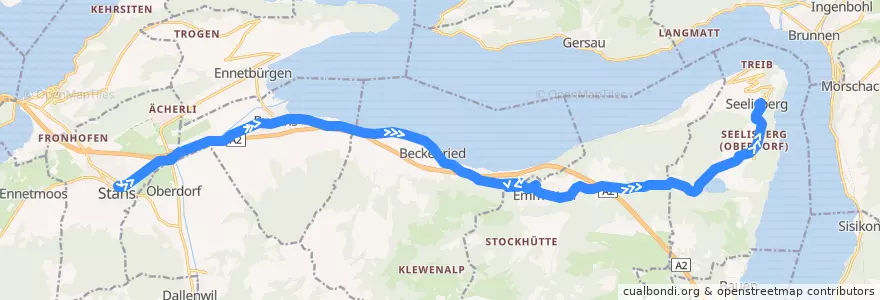 Mapa del recorrido Bus 311: Stans-Buochs Fadenbrücke-Seelisberg de la línea  en Nidwalden.