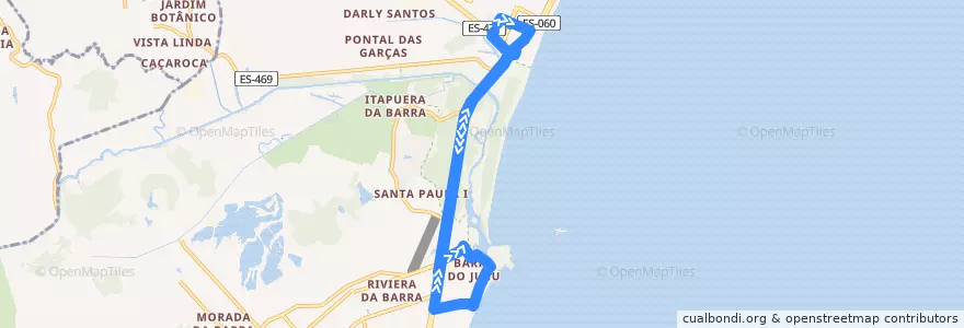 Mapa del recorrido 609 Terminal Itaparica / Barra do Jucu - Circular de la línea  en Vila Velha.