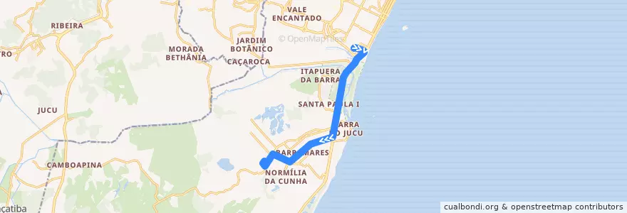 Mapa del recorrido 617 Terminal Itaparica / João Goulart via Avenida Califórnia de la línea  en 韦利亚镇.