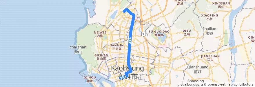 Mapa del recorrido 民族幹線(返程) de la línea  en Гаосюн.