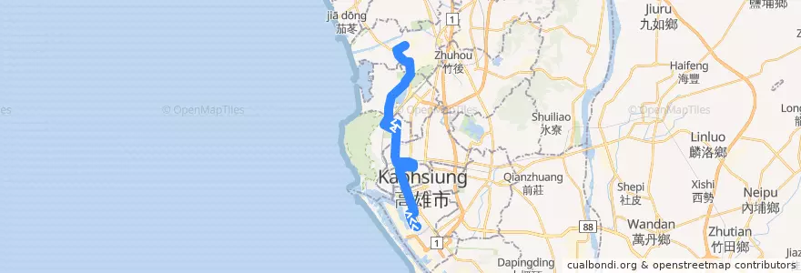 Mapa del recorrido 中華幹線(返程) de la línea  en Гаосюн.