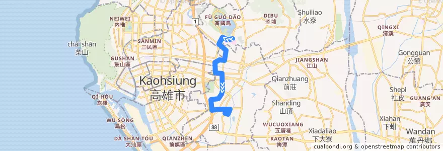 Mapa del recorrido 鳳青幹線(返程) de la línea  en 鳳山區.