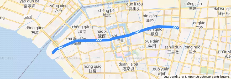 Mapa del recorrido 4路: 校西公交停车场 => 南通港 de la línea  en 崇川区.