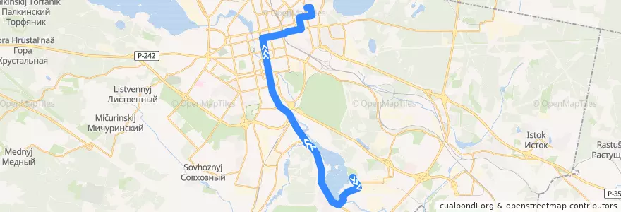 Mapa del recorrido Троллейбус 6. Химмаш - Академическая de la línea  en Yekaterinburg Municipality.