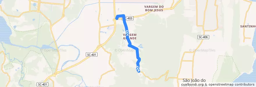 Mapa del recorrido Ônibus 270: Vargem Grande, Bairro => TICAN de la línea  en 플로리아노폴리스.