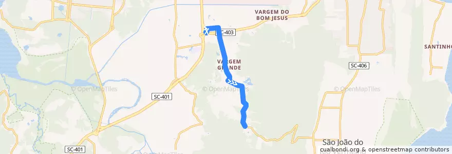 Mapa del recorrido Ônibus 270: Vargem Grande, TICAN => Bairro de la línea  en Florianópolis.