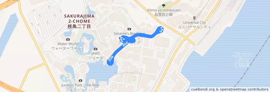 Mapa del recorrido ハリウッド・ドリーム・ザ・ライド de la línea  en 此花区.