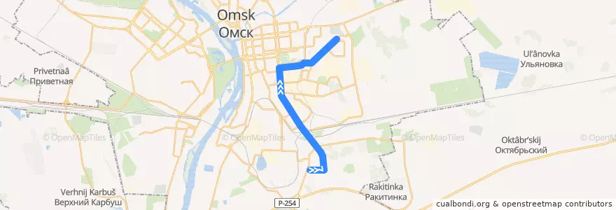 Mapa del recorrido Троллейбус №15 : Гашека - пос. Чкаловский de la línea  en городской округ Омск.