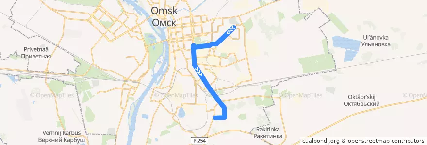 Mapa del recorrido Троллейбус №15 : пос. Чкаловский - Гашека de la línea  en городской округ Омск.