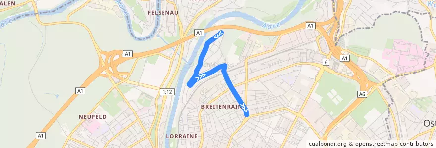 Mapa del recorrido Bus 26: Wylergut => Breitenrain de la línea  en Bern.