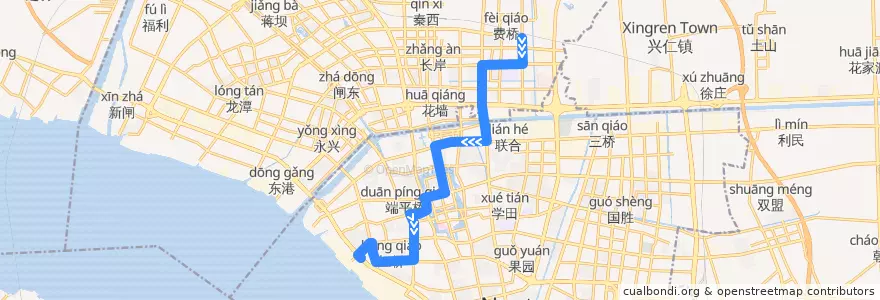 Mapa del recorrido 52路: 秦灶公交停车场 => 中远小区 de la línea  en 南通市.