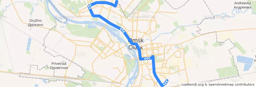 Mapa del recorrido Автобус №33 : 3-я Железнодорожная - Бархатовой de la línea  en городской округ Омск.
