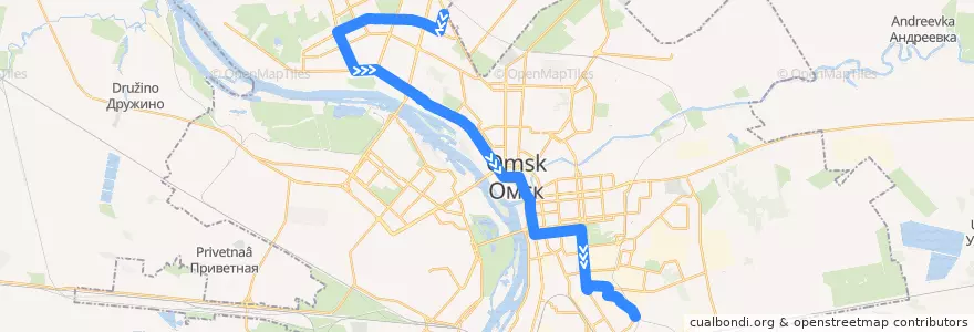 Mapa del recorrido Автобус №33 : Бархатовой - 3-я Железнодорожная de la línea  en городской округ Омск.