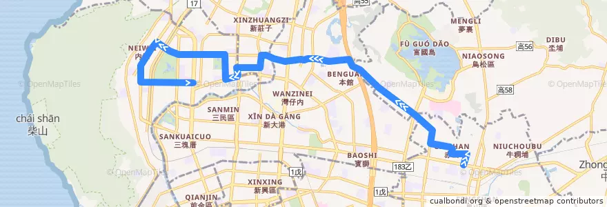 Mapa del recorrido 明誠幹線(返程) de la línea  en Kaohsiung.