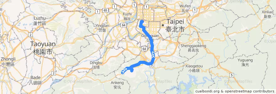 Mapa del recorrido 臺北市 648 錦鏽山莊-台北車站 (往程) de la línea  en Nuova Taipei.