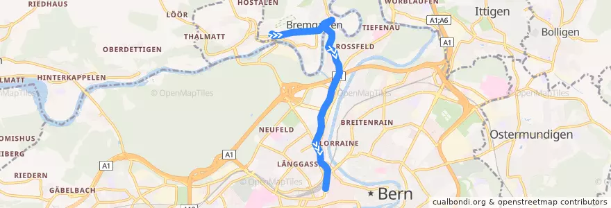 Mapa del recorrido Bus 21: Bremgarten => Bern Bahnhof de la línea  en Verwaltungsregion Bern-Mittelland.