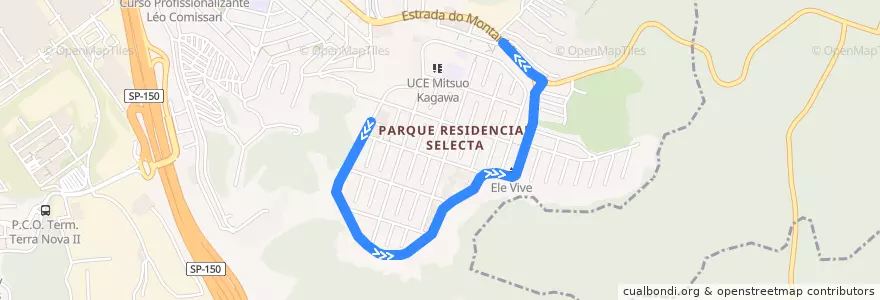Mapa del recorrido 53: Selecta => Rudge Ramos de la línea  en Região Metropolitana de São Paulo.