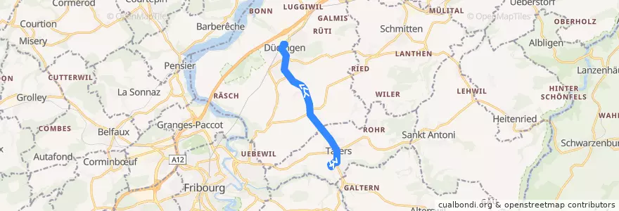 Mapa del recorrido Düdingen - Tafers de la línea  en Sensebezirk.