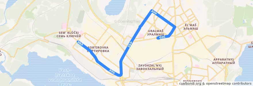 Mapa del recorrido Трамвай 24. 7 Ключей - УЗТМ de la línea  en городской округ Екатеринбург.