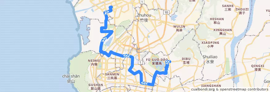 Mapa del recorrido 新昌幹線A(返程) de la línea  en كاوهسيونغ.