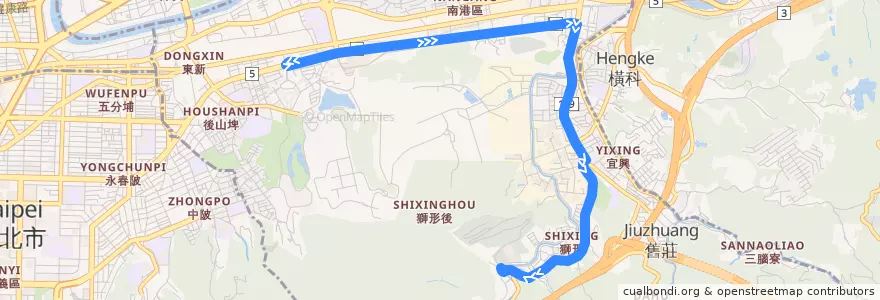 Mapa del recorrido 臺北市 藍25 中華科技大學-捷運昆陽站 (返程) de la línea  en 南港區.