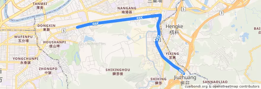 Mapa del recorrido 臺北市 212區 舊莊-捷運昆陽站 (往程) de la línea  en 南港區.