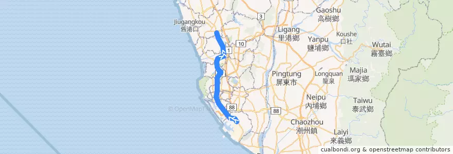 Mapa del recorrido 高雄捷運紅線 小港 - 南岡山 de la línea  en كاوهسيونغ.