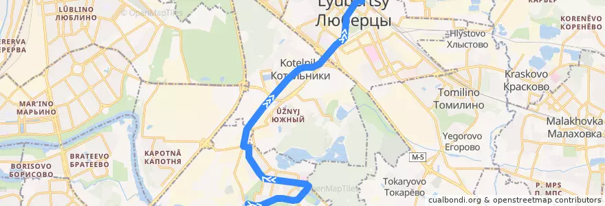Mapa del recorrido Автобус 20: город Дзержинский => станция Люберцы de la línea  en Московская область.